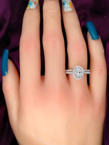 1.65 Carat Oval Lab Grown Diamond Halo Wedding Ring