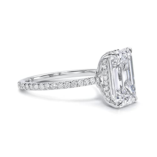 Emerald Moissanite Wedding Rings Set Handmade Solitaire Halo