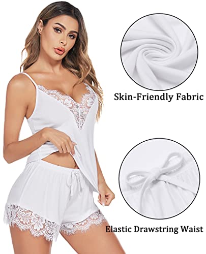 Avidlove White Lace Cami Pajama Set for Women