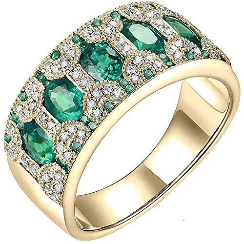 14k Gold Natural Gemstone Engagement Wedding Rings for Women
