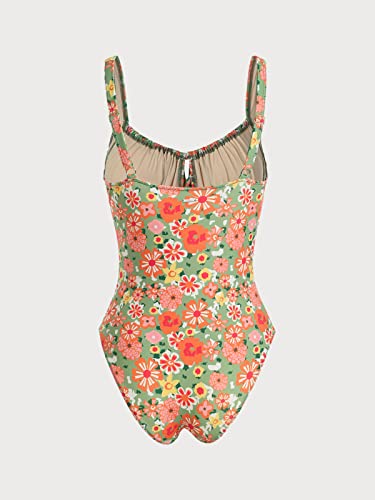 Floral Push-Up One Piece Swimsuit in Orange