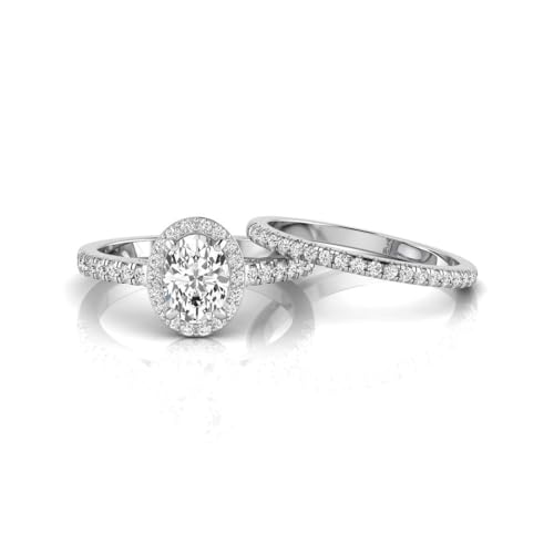 1.65 Carat Oval Lab Grown Diamond Halo Wedding Ring