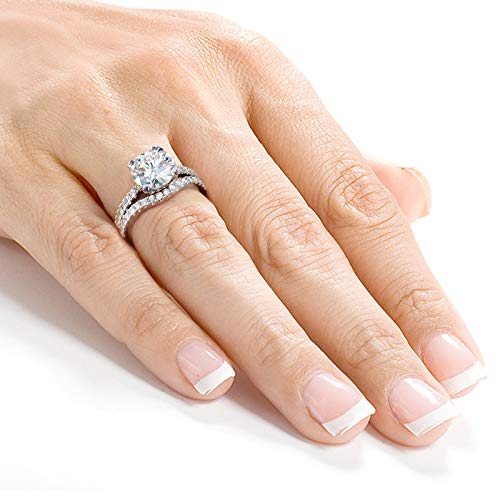 Kobelli Forever One Moissanite and Lab Grown Diamond Wedding Ring Set