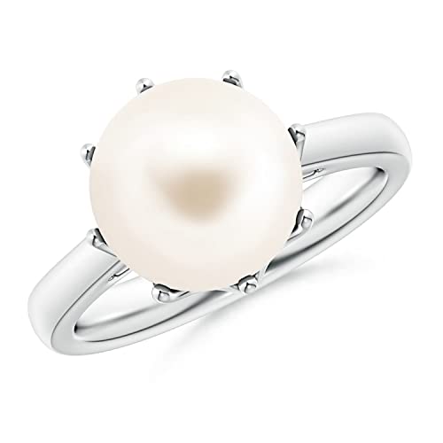 Pearl Solitaire Ring in 14K White Gold (Size-8mm)