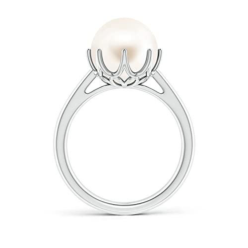 Pearl Solitaire Ring in 14K White Gold (Size-8mm)