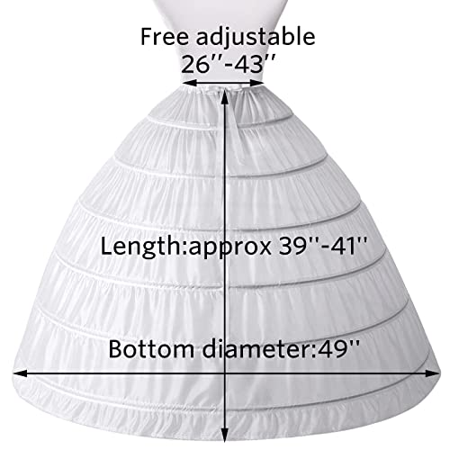 White A-line 6 Hoop Petticoat for Wedding Gown