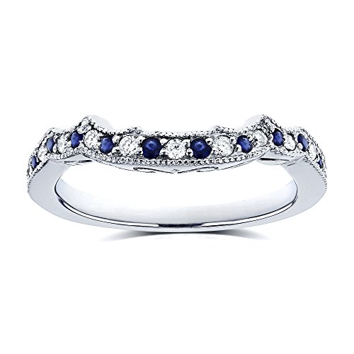 1/5ct TCW Sapphire and Diamond Wedding Ring, Size 9.5