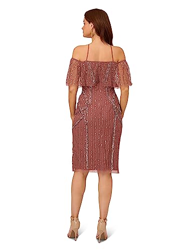 Adrianna Papell Plum Beaded Off The Shoulder Wedding Dress