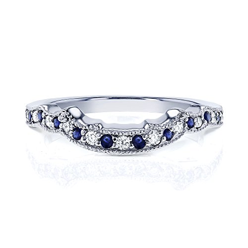1/5ct TCW Sapphire and Diamond Wedding Ring, Size 9.5