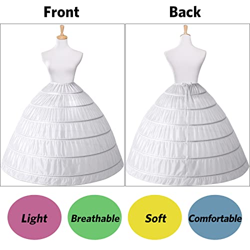 White A-line 6 Hoop Petticoat for Wedding Gown