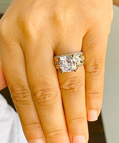 Stunning 14K Gold Simulated Diamond Bridal Wedding Set