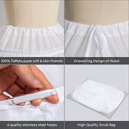 White A-line 6 Hoop Petticoat for Wedding Gown