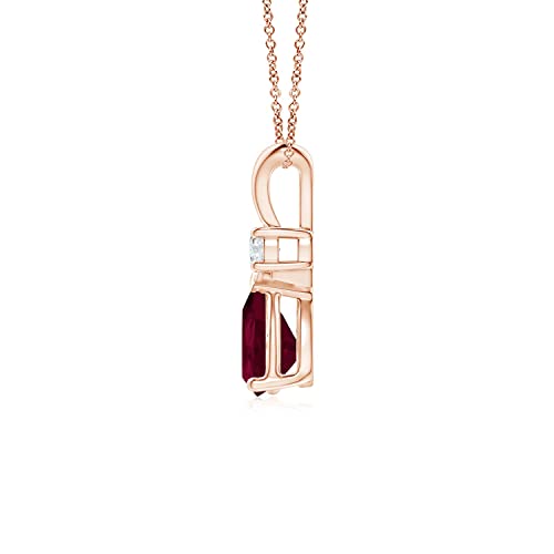 Ruby Teardrop Pendant Necklace in Rose Gold | 18"链