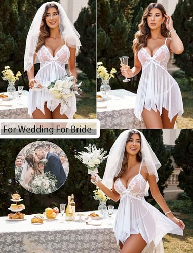 Avidlove White Lace Babydoll Wedding Lingerie