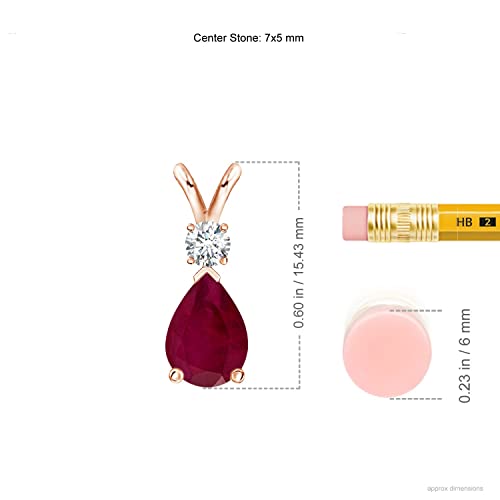 Ruby Teardrop Pendant Necklace in Rose Gold | 18"链