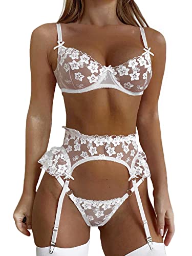 Kaei&Shi Floral Lace Bridal Lingerie Set