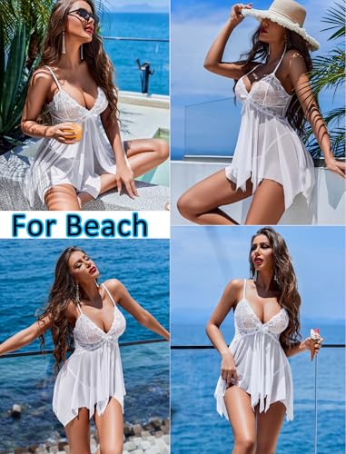 Avidlove White Lace Babydoll Wedding Lingerie