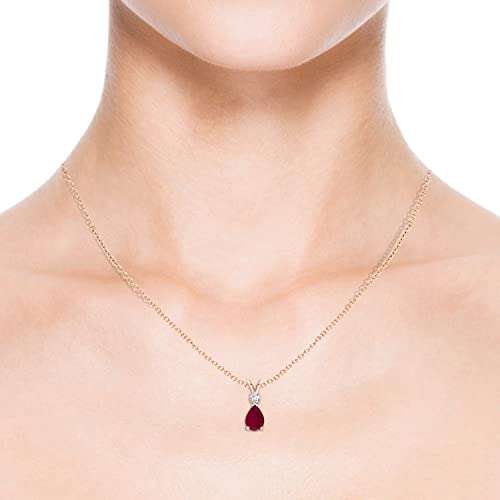 Ruby Teardrop Pendant Necklace in Rose Gold | 18"链