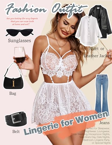 Avidlove Lace Bridal Nightdress for Women - White