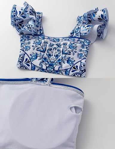 Majolica Print Ruffle Bikini and Skirt Set