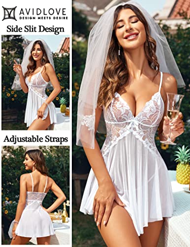 Avidlove Lace Babydoll V Neck Wedding Nightdress