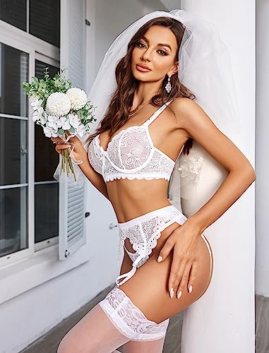 Avidlove Lace Push-Up Wedding Garter Lingerie Set