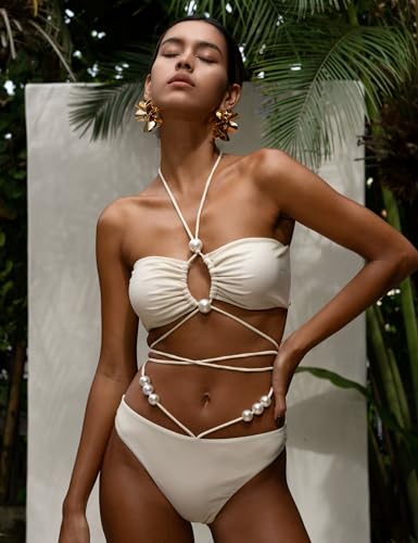 Pearl Halterneck Bikini and Sarong Set