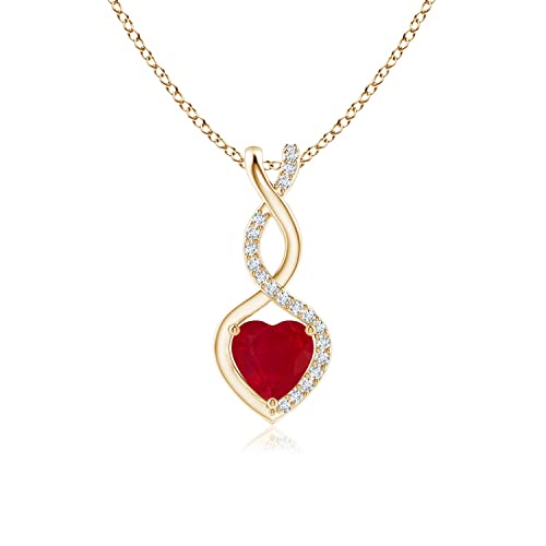 Ruby Heart Pendant in 14K Gold for Her