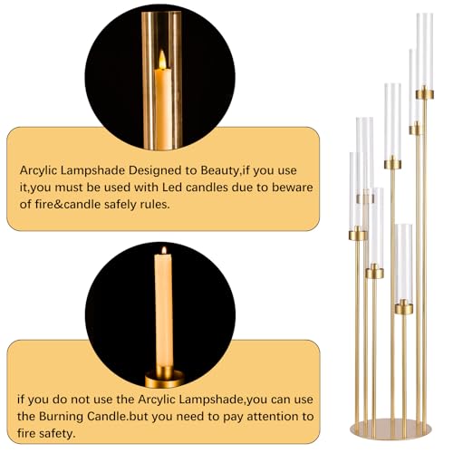 Gold Candelabra Centerpieces, 48 Inch Tall, 10 Sets