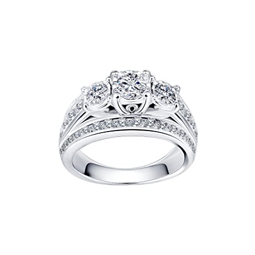 3-Stone Miracle Diamond Wedding Ring in White Gold