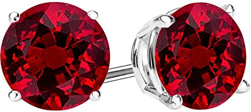 4 Carat Ruby Solitaire Stud Earrings in Platinum