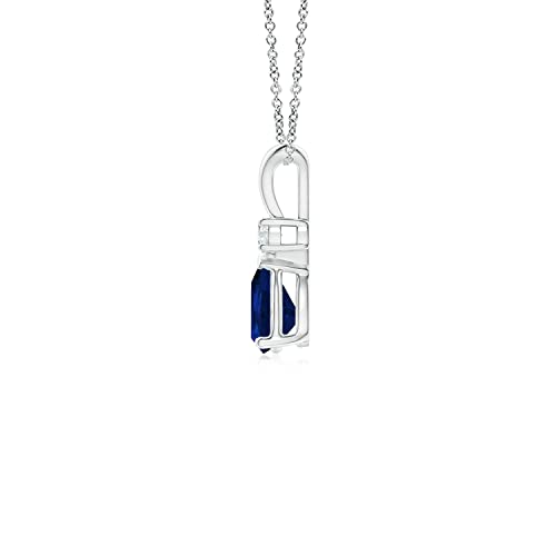 Blue Sapphire Teardrop Pendant Necklace in Sterling Silver