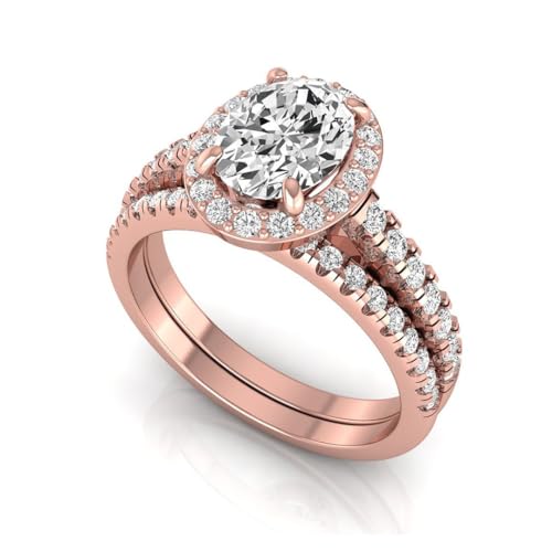 1.65 Carat Oval Lab Grown Diamond Bridal Ring Set