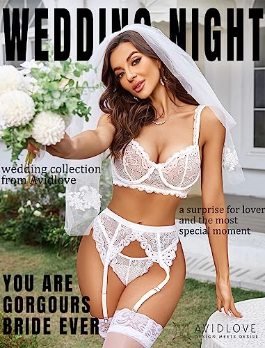 Avidlove Lace Push-Up Wedding Garter Lingerie Set
