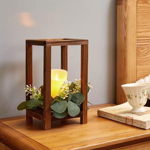 Neoflavie 24pc Wooden Lantern Centerpieces for Farmhouse Weddings