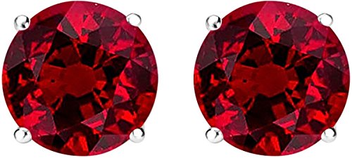 4 Carat Ruby Solitaire Stud Earrings in Platinum