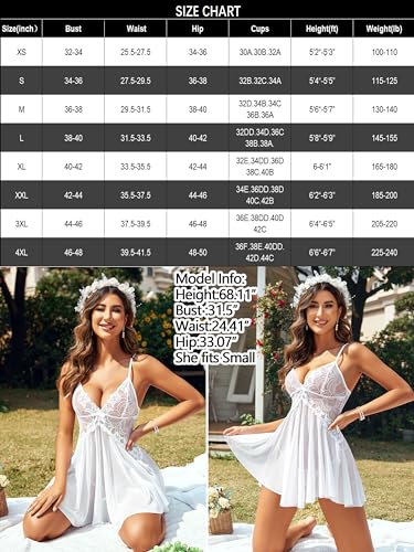 Avidlove Lace Babydoll V Neck Wedding Nightdress