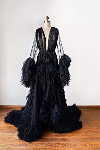 Elegant Lace Tulle Bridal Nightgown Robe Set