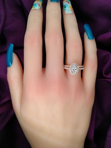 1.65 Carat Oval Lab Grown Diamond Bridal Ring Set