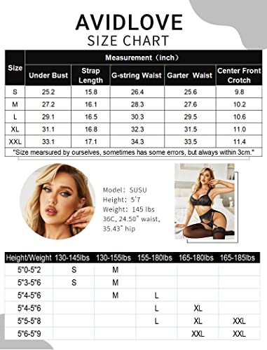 Avidlove Lace Push-Up Wedding Garter Lingerie Set