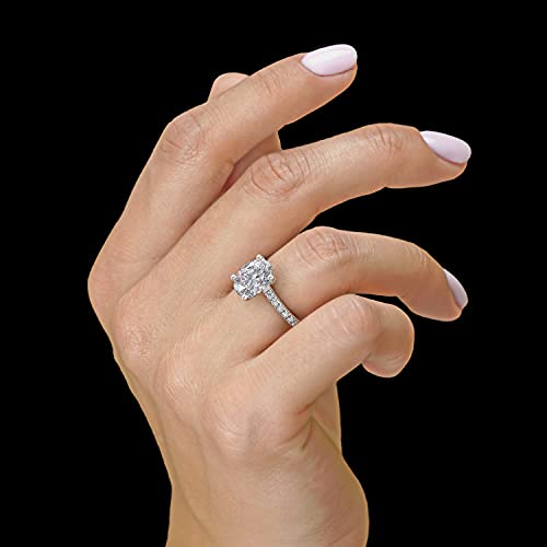 2 Carat Oval Moissanite Engagement Ring - Natural Diamond - 14K White Gold