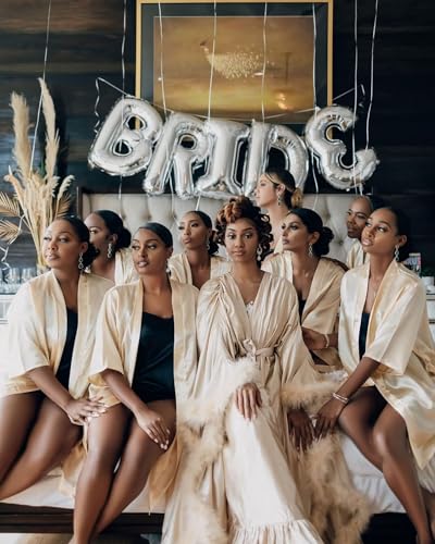 Elegant Silk Satin Bridal Feather Robe Nightwear