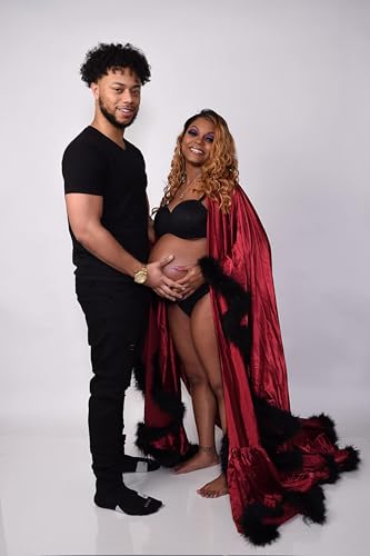 Elegant Silk Satin Bridal Feather Robe Nightwear