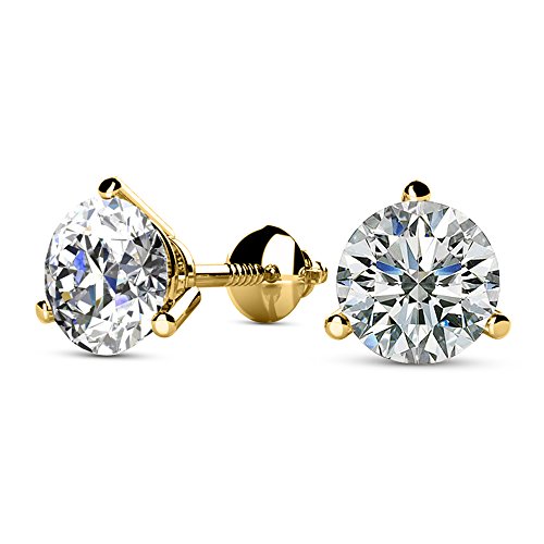 Women's 4 Carat Round Diamond Stud Earrings