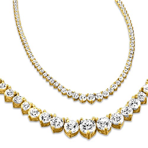 14K Yellow Gold 20 Carat Diamond Tennis Necklace