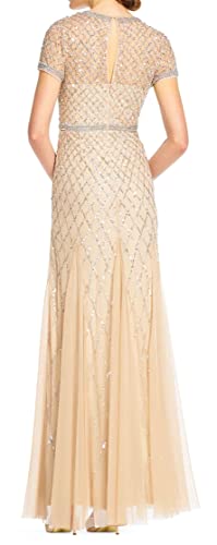 Adrianna Papell Women's Grid Beaded Gown, Champagne