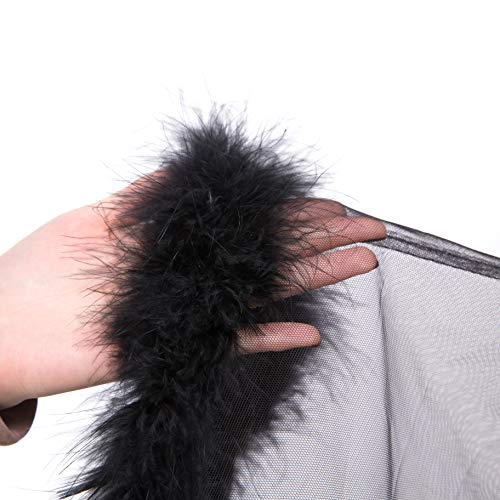 Elegant Black Feather Bridal Illusion Robe - Medium