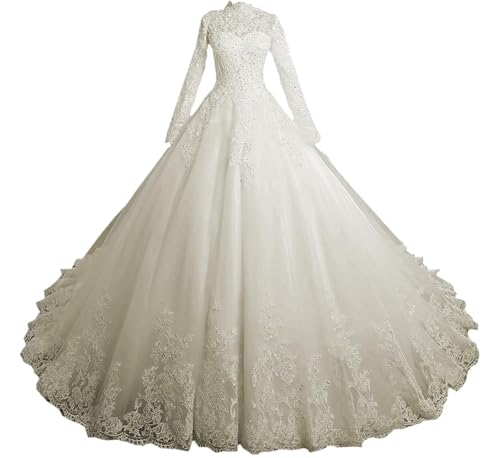 Ivory Tulle High Neck Wedding Dress, Size 4