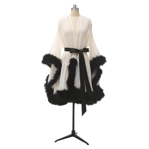 Molisa Feather Bridal Robe with Fur Cuffs