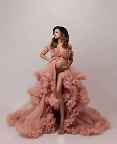 Dusty Rose Maternity Tulle Dress for Baby Shower